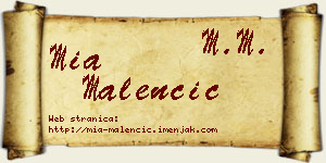 Mia Malenčić vizit kartica